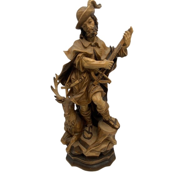 Pema Accents Pema Saint Hubert Statue Wood Carved Religious Wood